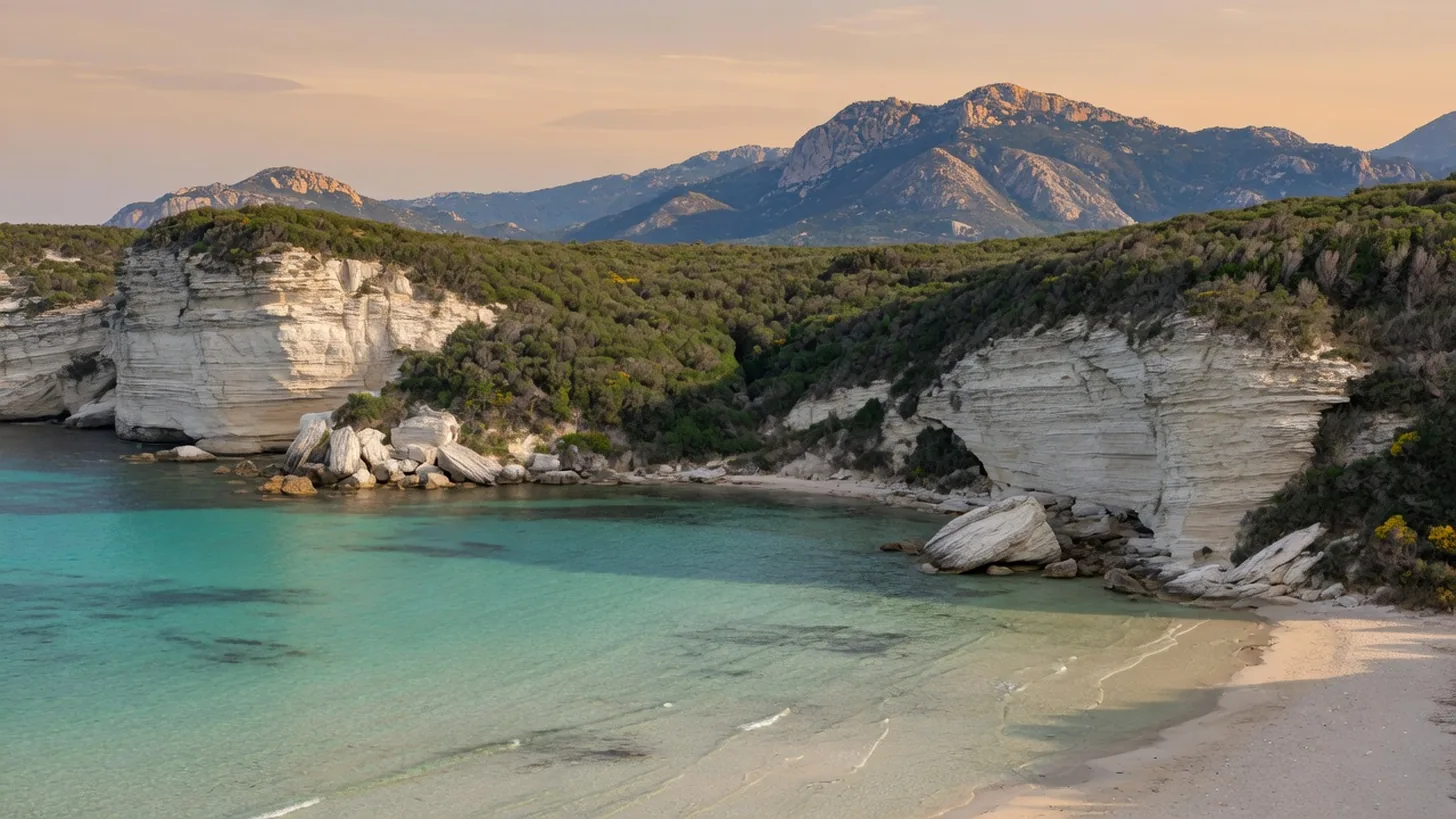 Paysage côtier de Corse-du-Sud au lever du jour