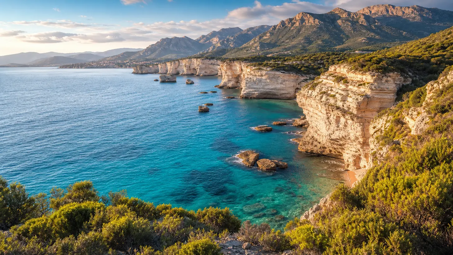 Carnet de voyage ouvert sur un paysage de Corse-du-Sud